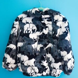 Animal Textile Fur Satin Lined Jacket